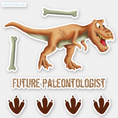 Future Paleontologist T_Rex Dinosaur Bones Tracks Sticker