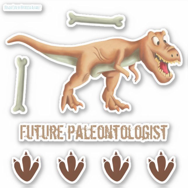 Future Paleontologist T-Rex Dinosaur Bones Tracks Sticker (Front)