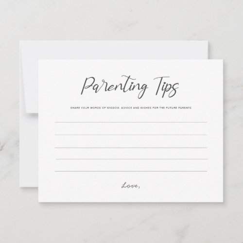 Future parents tips mom and dad baby shower advice note card