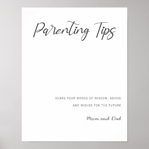 Future parents tips mom and dad baby shower advice poster