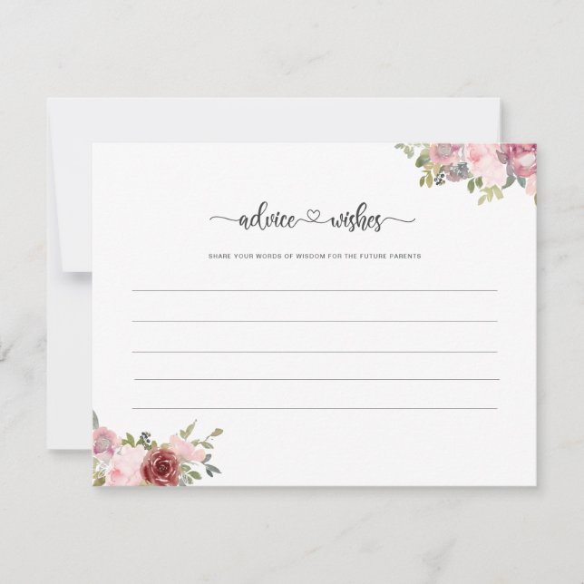 Future parents tips mom and dad baby shower floral note card (Front)