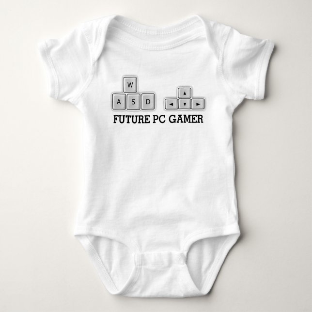 Future PC Gamer Baby WASD Keyboard Baby Bodysuit (Front)