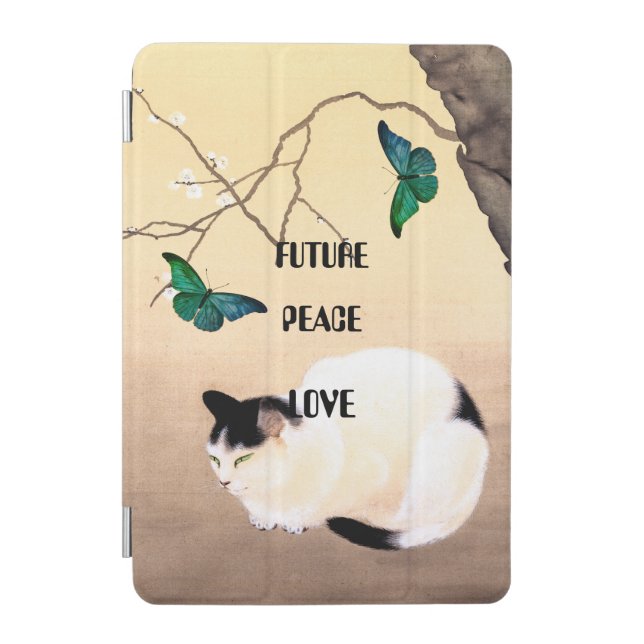 Future, Peace, Love with Cat & Butterflies  iPad Mini Cover (Front)