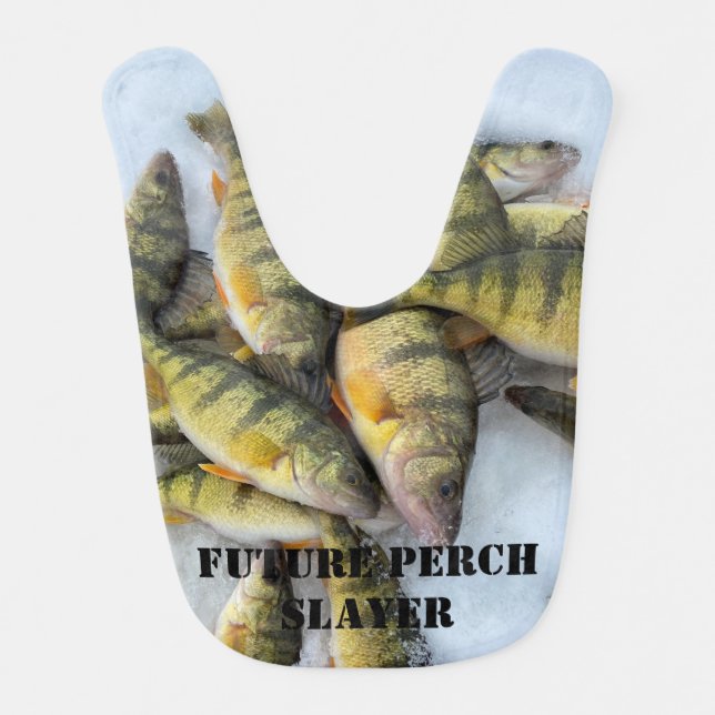 Future Perch Slayer Fishing Baby Funny Baby Bib (Front)