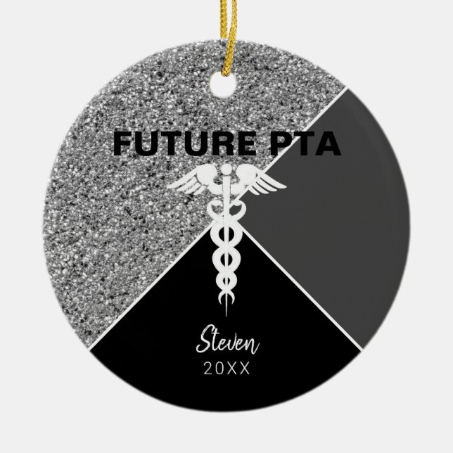 Future Physical Therapist Assistant Silver Name Ceramic Ornament (Front)
