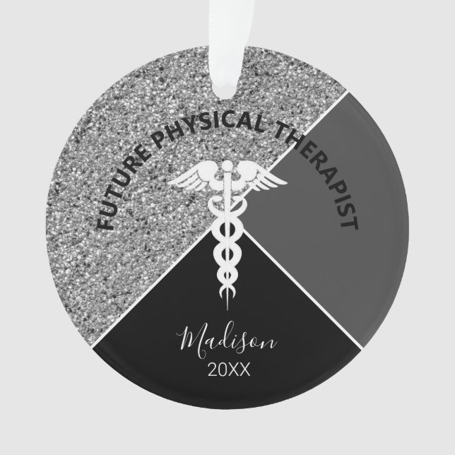 Future Physical Therapist Medical Silver Monogram Ornament (Front)