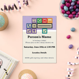 Future Physicist's Blocks Baby Shower Acrylic Invitations