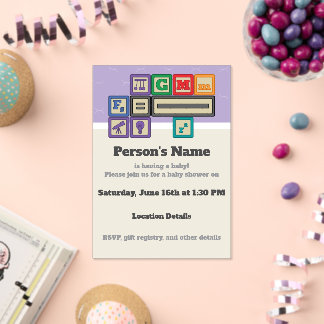 Future Physicist's Blocks Baby Shower Acrylic Invitations