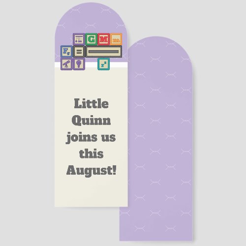 Future Physicist's Blocks Baby Shower Favor Bookmarks
