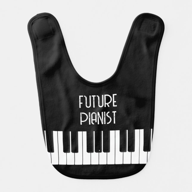 Future Pianist Cute Piano Player Baby Bib (Front)