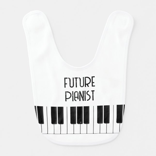 Future Pianist Funny Piano Player Baby Bib (Front)