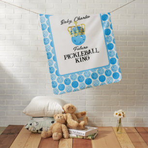Future Pickleball King Baby Blue Personalized Baby Blanket