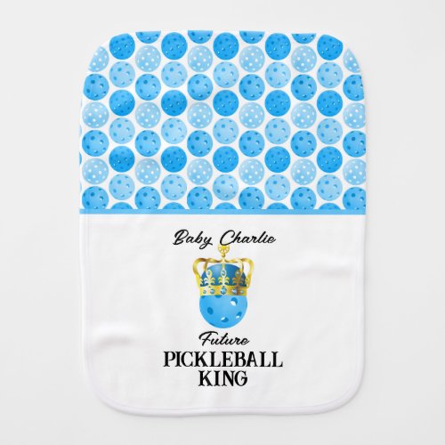 Future Pickleball King Baby Blue Personalized Baby Burp Cloth