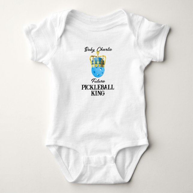 Future Pickleball King Baby Blue Personalized Bodysuit (Front)