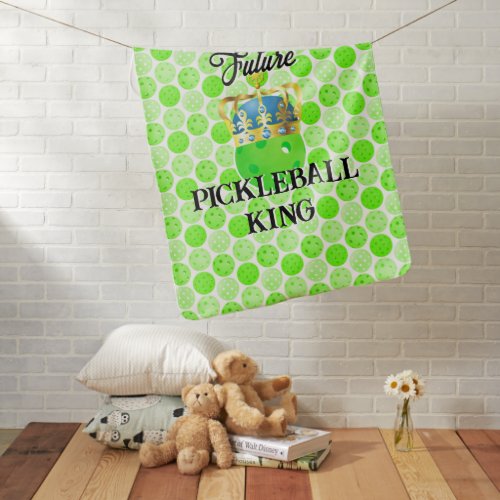 Future Pickleball King Baby Green Ball in Crown Baby Blanket