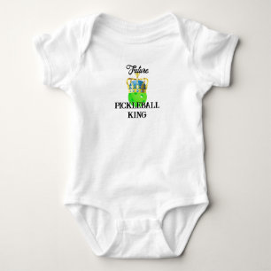 Future Pickleball King Baby Green Ball in Crown Baby Bodysuit