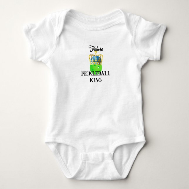 Future Pickleball King Baby Green Ball in Crown Baby Bodysuit (Front)