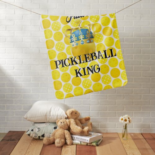 Future Pickleball King Baby Yellow Ball in Crown Baby Blanket
