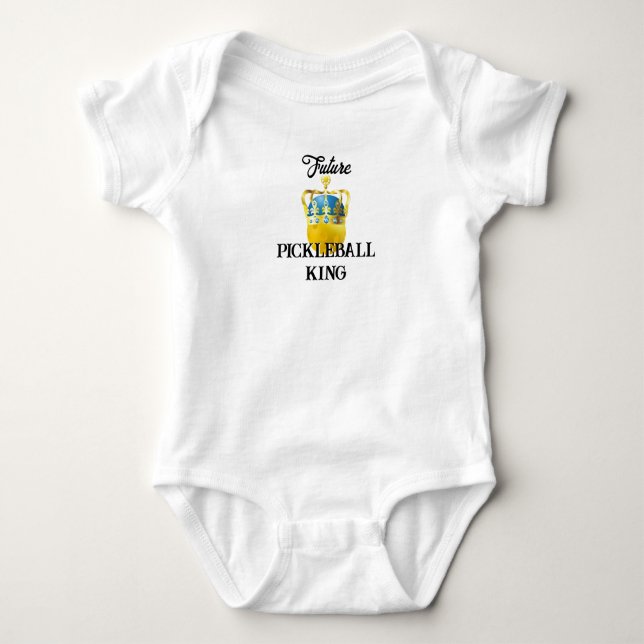 Future Pickleball King Baby Yellow Ball in Crown Bodysuit (Front)