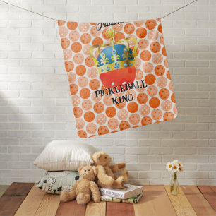 Future Pickleball King Orange Ball in Crown Baby Blanket