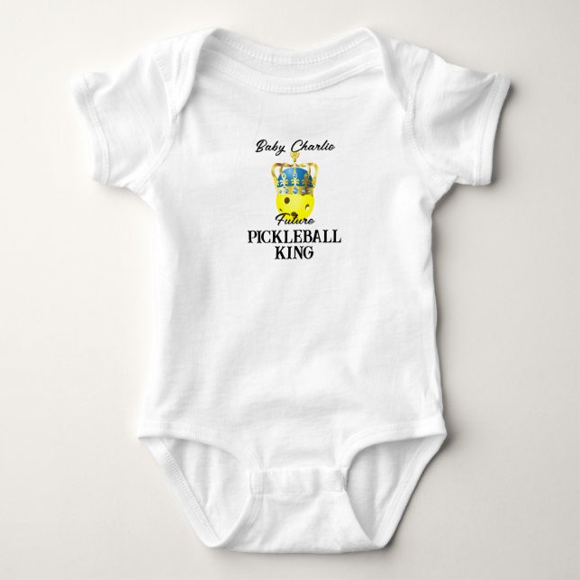 Future Pickleball King Yellow Baby Personalized Baby Bodysuit (Front)