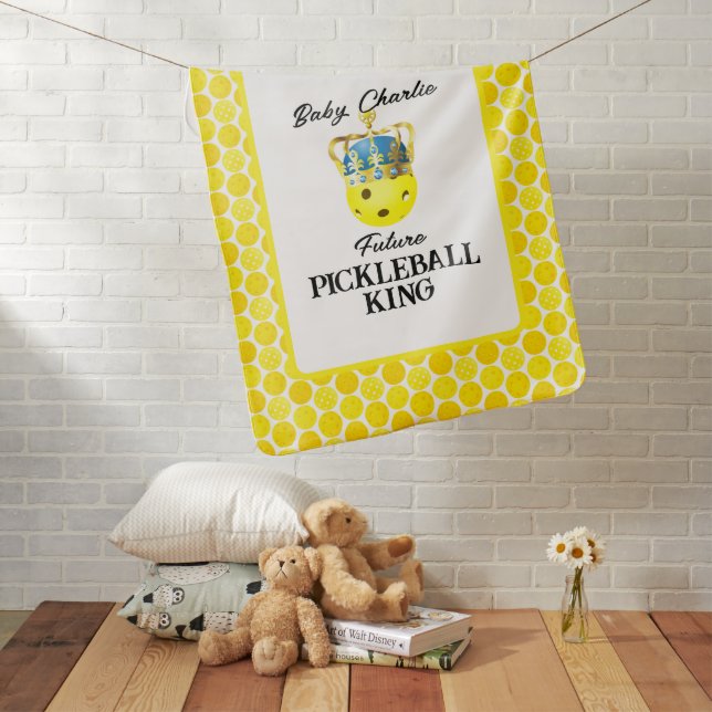 Future Pickleball King Yellow Baby Personalized Blanket (In Situ)