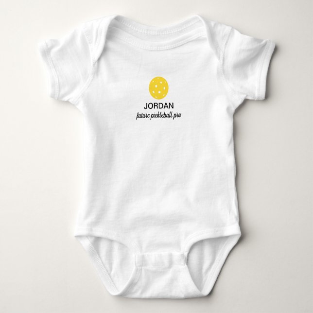 Future Pickleball Pro Funny Personalized Baby Bodysuit (Front)