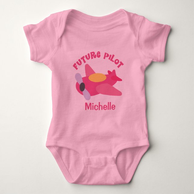 Future Pilot Airplane Customized Baby Bodysuit (Front)