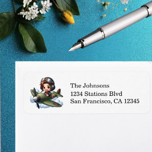 Future Pilot Boy Vintage Airplane Personalized Label