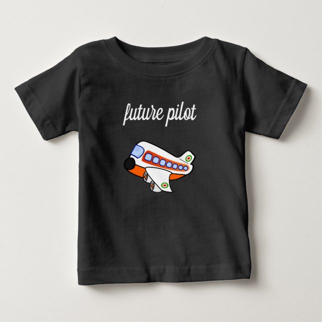 Future Pilot Cartoon Airplane Baby T-Shirt (Front)