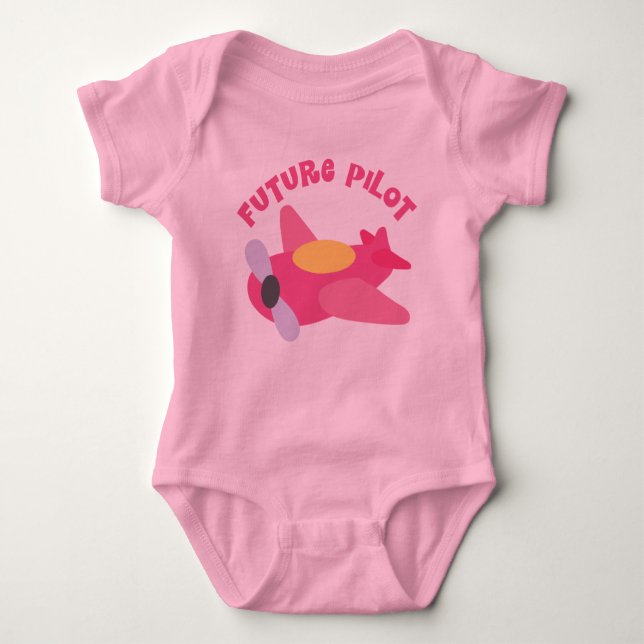 Future Pilot Girls Airplane Baby Bodysuit (Front)