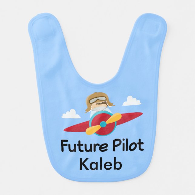 Future Pilot Personalized Airplane Infant Bib (Front)