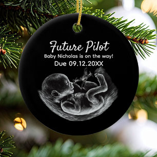 Future Pilot Pregnancy Announcement Funny Aviation Ceramic Ornament