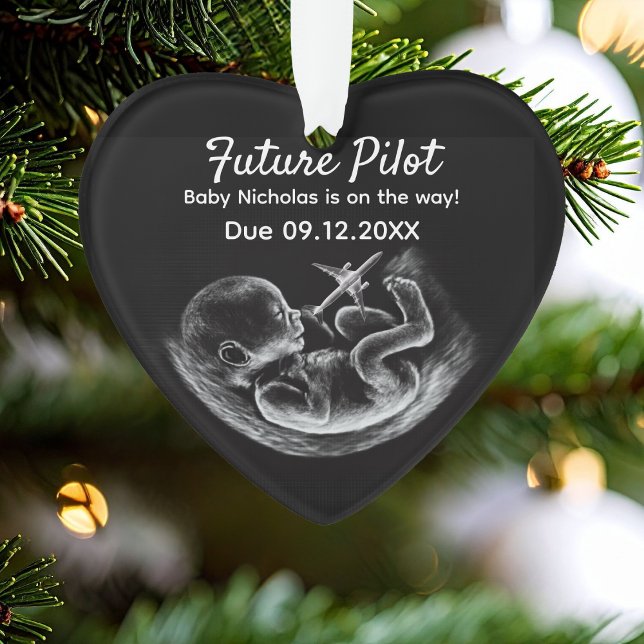 Future Pilot Pregnancy Announcement Funny Aviation Ornament (Creator Uploaded)