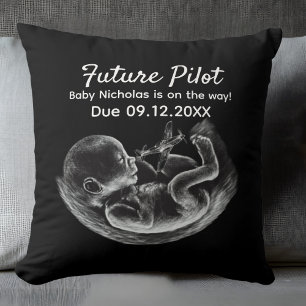 Future Pilot Pregnancy Announcement Funny Aviation Throw Pillow