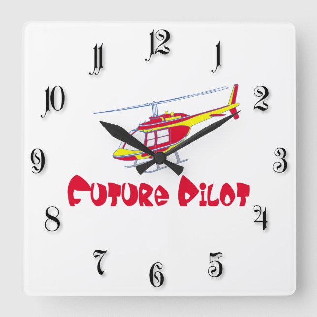 Future pilot square wall clock (Front)