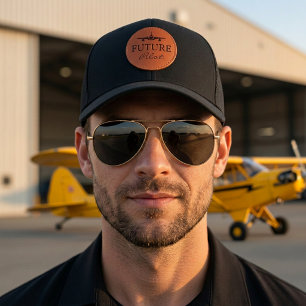 Future Pilot Student Pilot Aviator Simple Custom  Leather Patch Hat