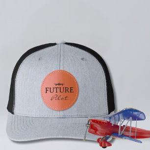 Future Pilot Student Pilot Aviator Simple Custom  Leather Patch Hat