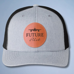 Future Pilot Student Pilot Aviator Simple Custom  Leather Patch Hat