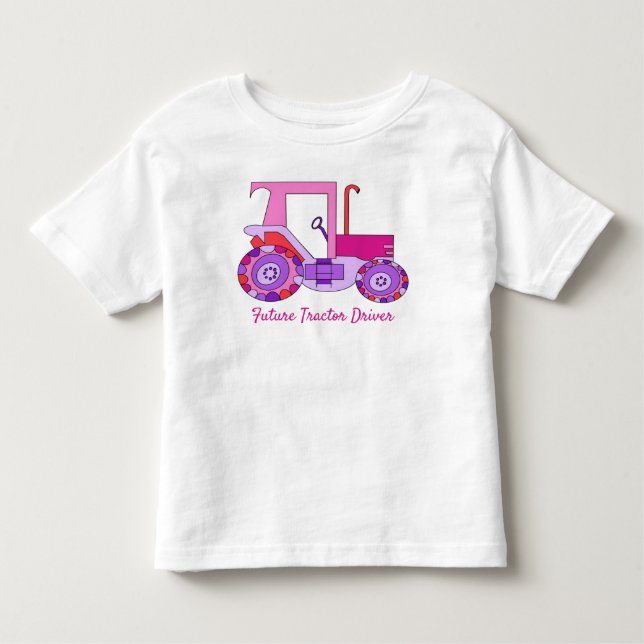 Future Pink Tractor Driver Toddler T-shirt (Front)