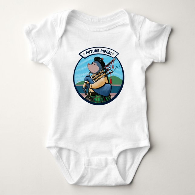 Future Piper Bagpipe Player Pipe Band Baby Bodysuit (Front)