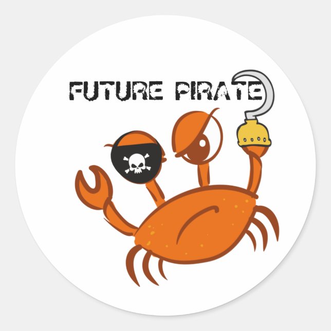 Future Pirate Cute Crab Personalized Birthday gift Classic Round Sticker (Front)