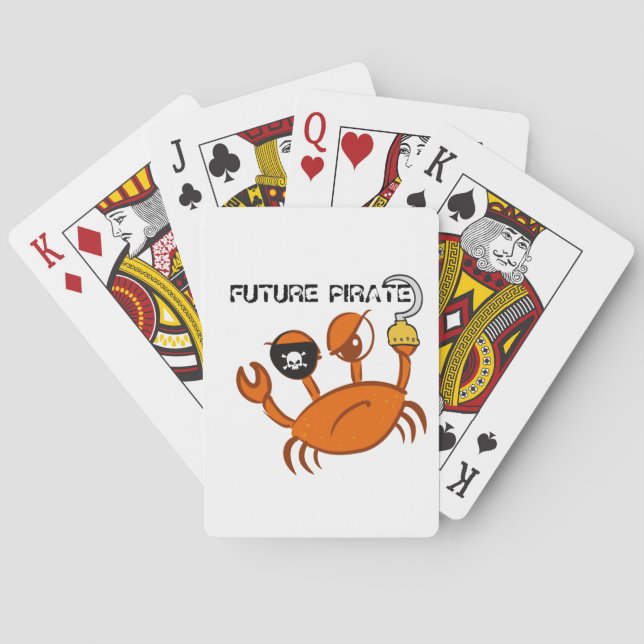 Future Pirate Cute Crab Personalized Gift Poker Cards (Back)