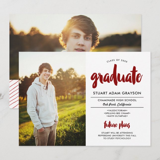 Future Plans 2 Photo Graduation Invitation (Front/Back)