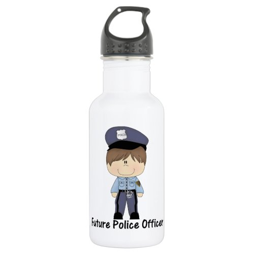 future police officer boy water bottle