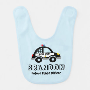 Future Police Officer cute cop car custom name Baby Bib
