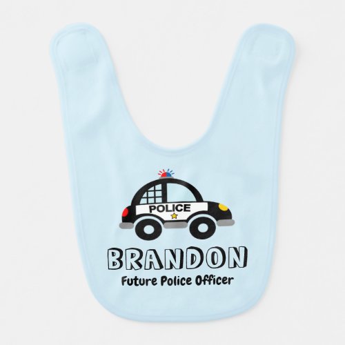 Future Police Officer cute cop car custom name Baby Bib