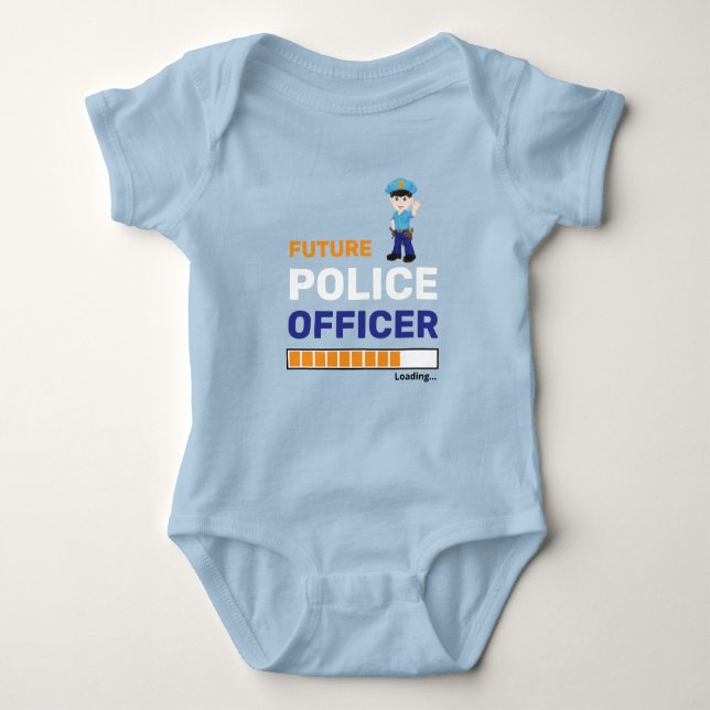 Future Police Officer Loading Modern Personalized Baby Bodysuit (Front)