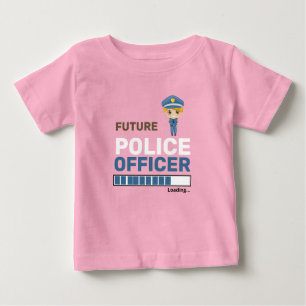 Future Police Officer Loading Pink Personalized Baby T-Shirt