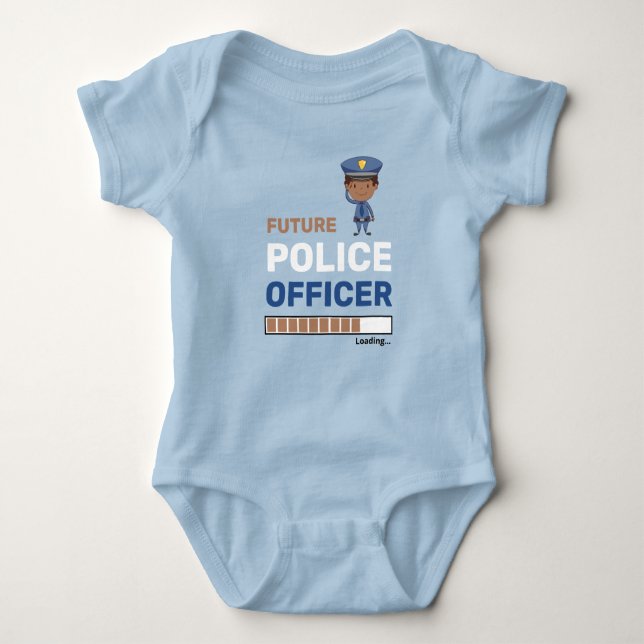Future Police Officer Loading Stylish Personalized Baby Bodysuit (Front)